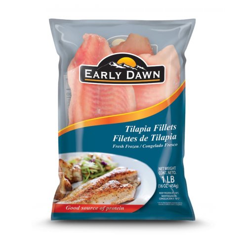 Bag of Early Dawn tilapia fillets 1 LB